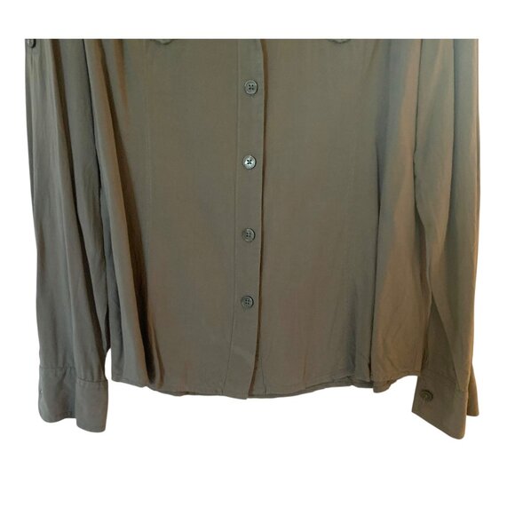 HARLEY-DAVIDSON Army Green Military Style Women's Button-Up Graphic Shirt Large - Picture 6 of 8